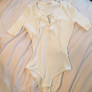 Madewell ribbed lace up body suit